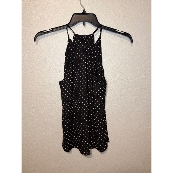 Nine Britton Women's Black Sleeveless Halter Top Pink Floral Dots Size M - Picture 2 of 4